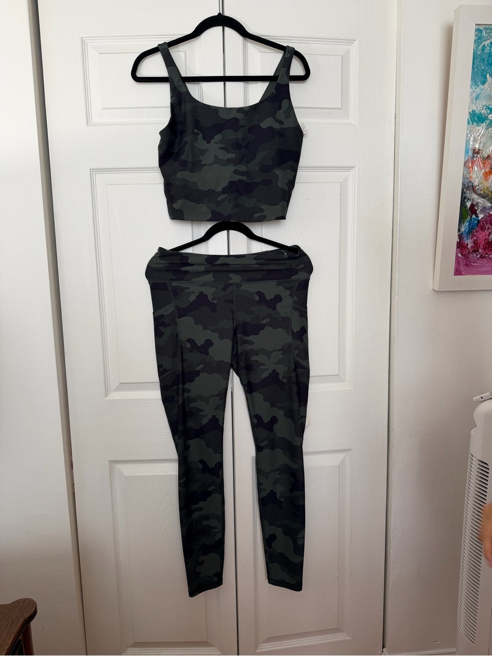 Camo High-Waist Leggings and Crop Tank Set - Green Camo